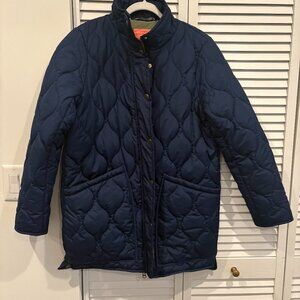 J.Crew Women's Quilted Cocoon Puffer with PrimaLoft in Navy, size M-Tall